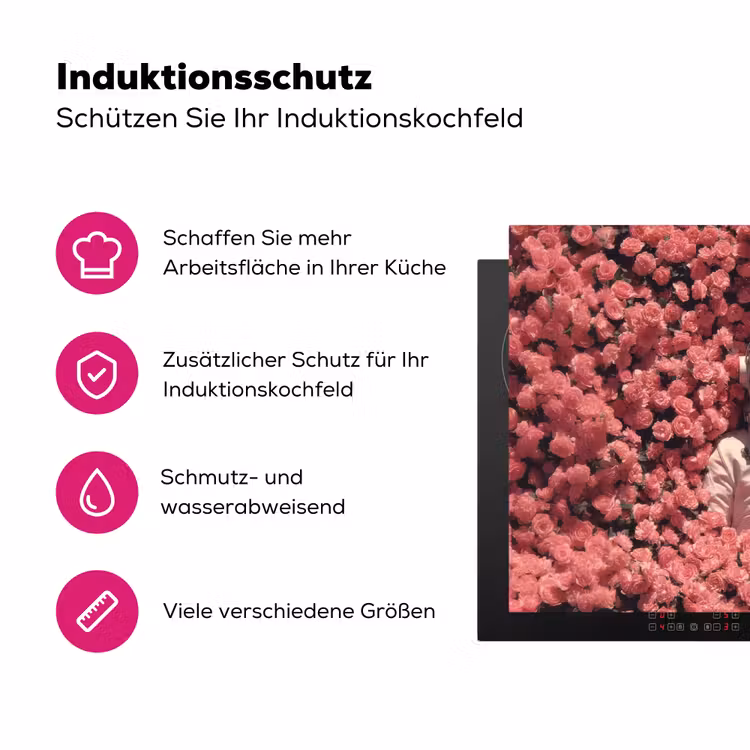 Bloemen - Roze - Astronaut Inductie beschermer vinyl 3mm klein -zzzzzzz-lf-ups