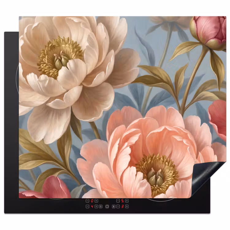 Bloemen - Roze - Beige - Modern - Natuur Inductie beschermer vinyl 3mm middel -3d