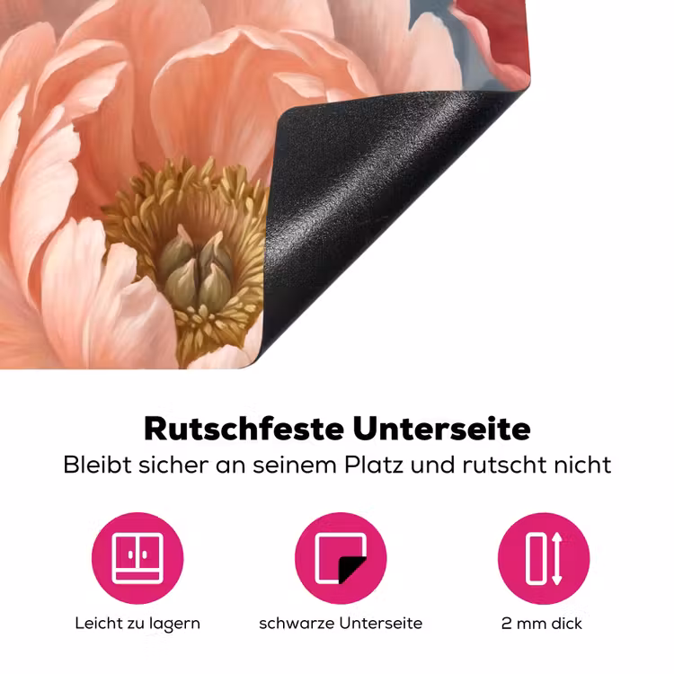 Bloemen - Roze - Beige - Modern - Natuur Inductie beschermer vinyl 3mm middel -zzzzzzz-lf-onderkant