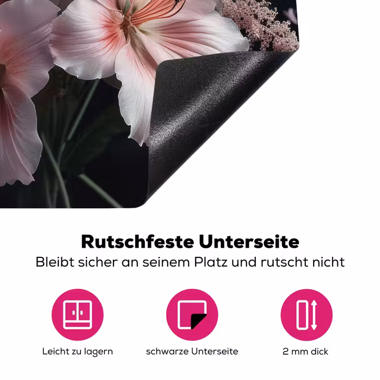 Bloemen - Roze - Damp - Planten Inductie beschermer vinyl 3mm middel -zzzzzzz-lf-onderkant