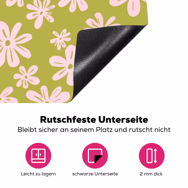 Bloemen - Roze - Getekend - Patroon Inductie beschermer vinyl 3mm klein -zzzzzzz-lf-onderkant
