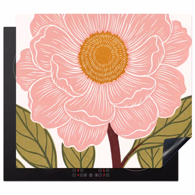 Herdabdeckplatte - Blumen – Rosa – Illustration - Bloemen - Roze - Illustratie Inductie beschermer vinyl 3mm middel