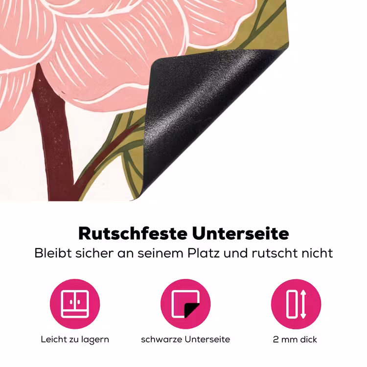 Herdabdeckplatte - Blumen – Rosa – Illustration - Bloemen - Roze - Illustratie Inductie beschermer vinyl 3mm middel