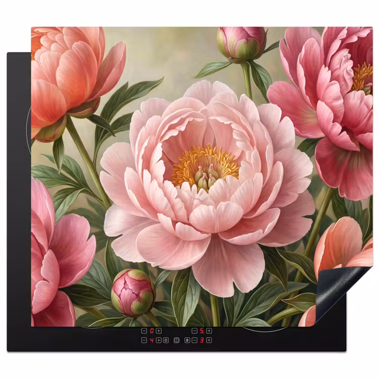 Bloemen - Roze - Klassiek - Gedetailleerd - Natuur Inductie beschermer vinyl 3mm middel -3d