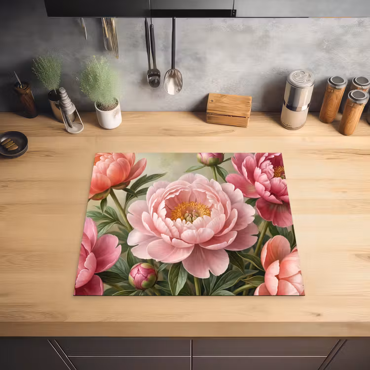 Bloemen - Roze - Klassiek - Gedetailleerd - Natuur Inductie beschermer vinyl 3mm middel -sfeer5