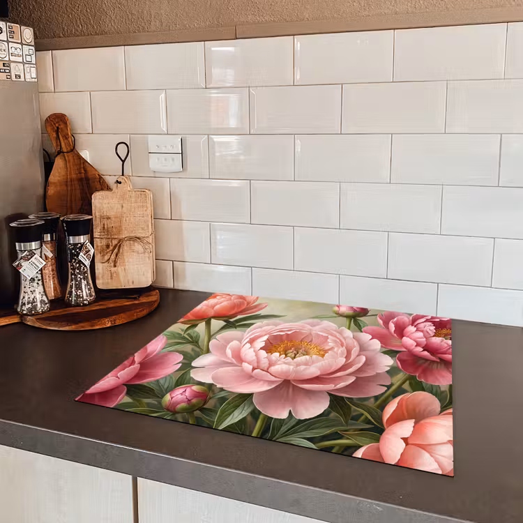 Bloemen - Roze - Klassiek - Gedetailleerd - Natuur Inductie beschermer vinyl 3mm middel -sfeer3