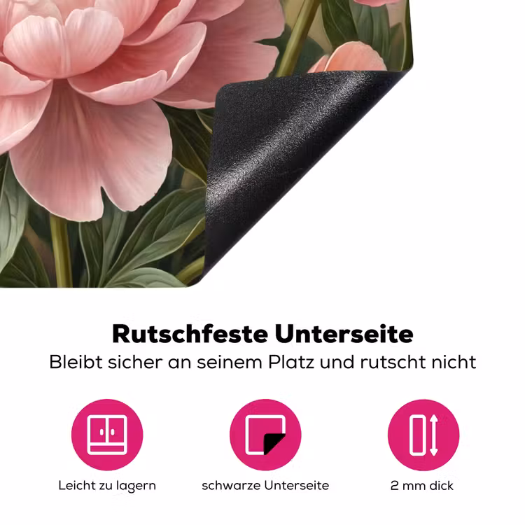 Bloemen - Roze - Klassiek - Gedetailleerd - Natuur Inductie beschermer vinyl 3mm middel -zzzzzzz-lf-onderkant