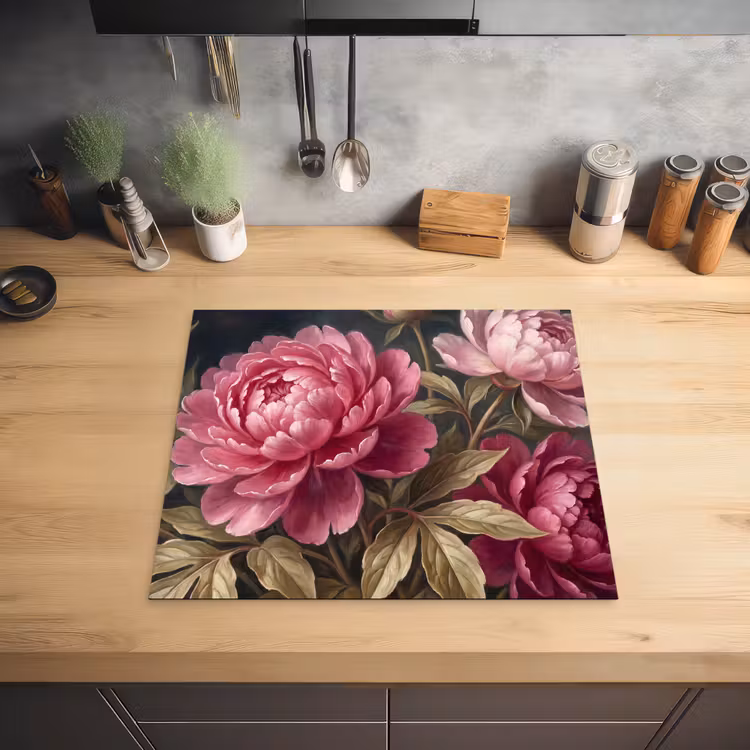 Bloemen - Roze - Klassiek - Natuur Inductie beschermer vinyl 3mm middel -sfeer5