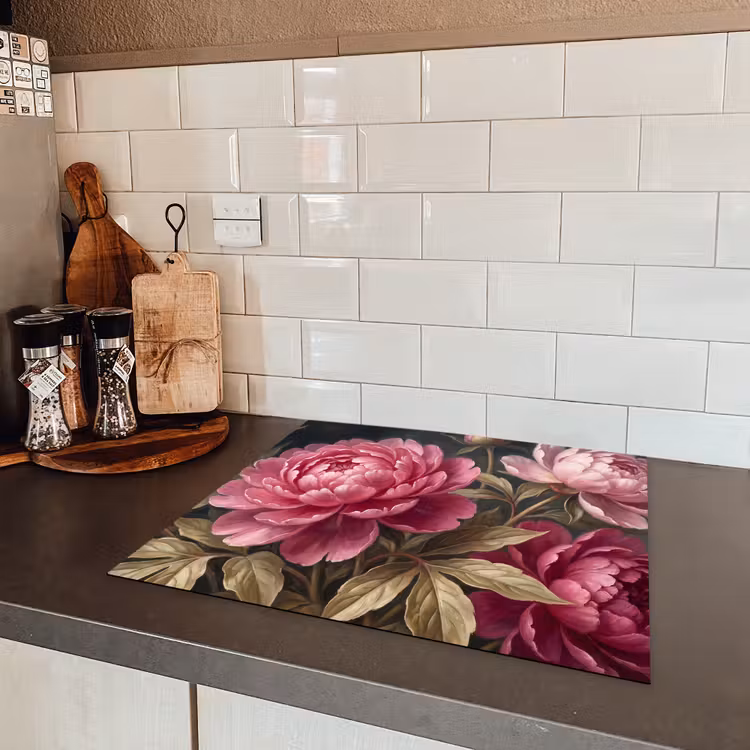 Bloemen - Roze - Klassiek - Natuur Inductie beschermer vinyl 3mm middel -sfeer3