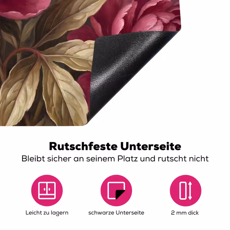 Bloemen - Roze - Klassiek - Natuur Inductie beschermer vinyl 3mm middel -zzzzzzz-lf-onderkant