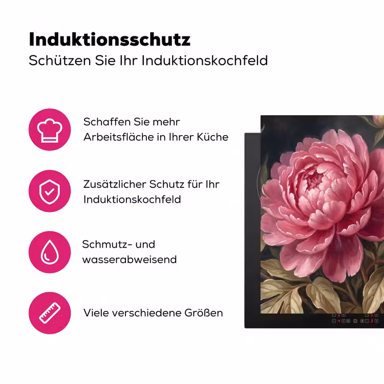Bloemen - Roze - Klassiek - Natuur Inductie beschermer vinyl 3mm middel -zzzzzzz-lf-ups
