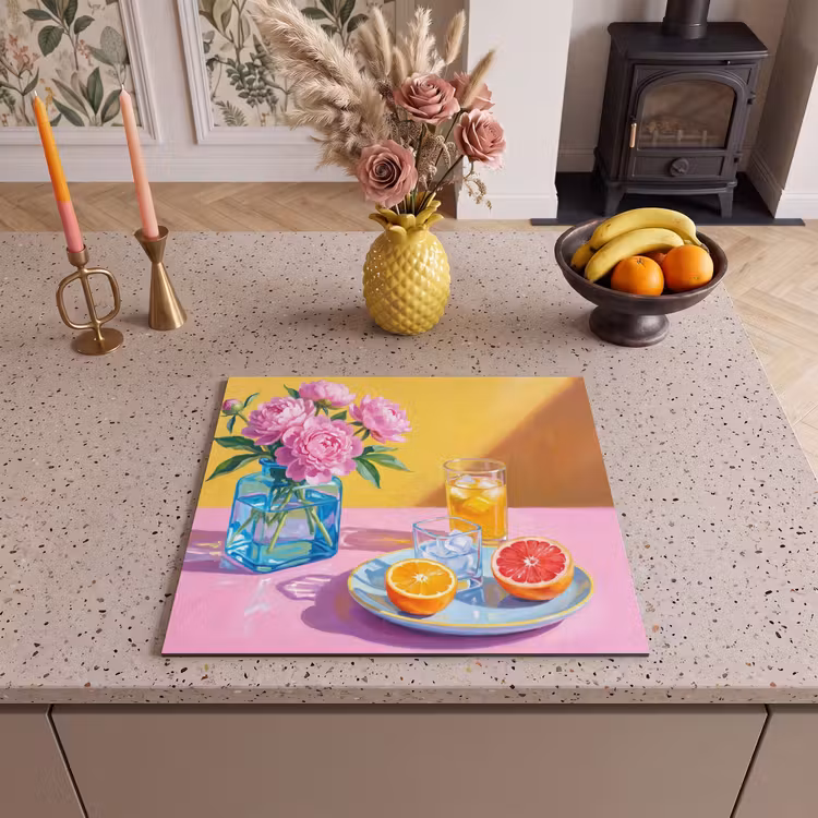 Herdabdeckplatte - Blumen – Rosa – Modern - Bloemen - Roze - Modern Inductie beschermer vinyl 3mm middel