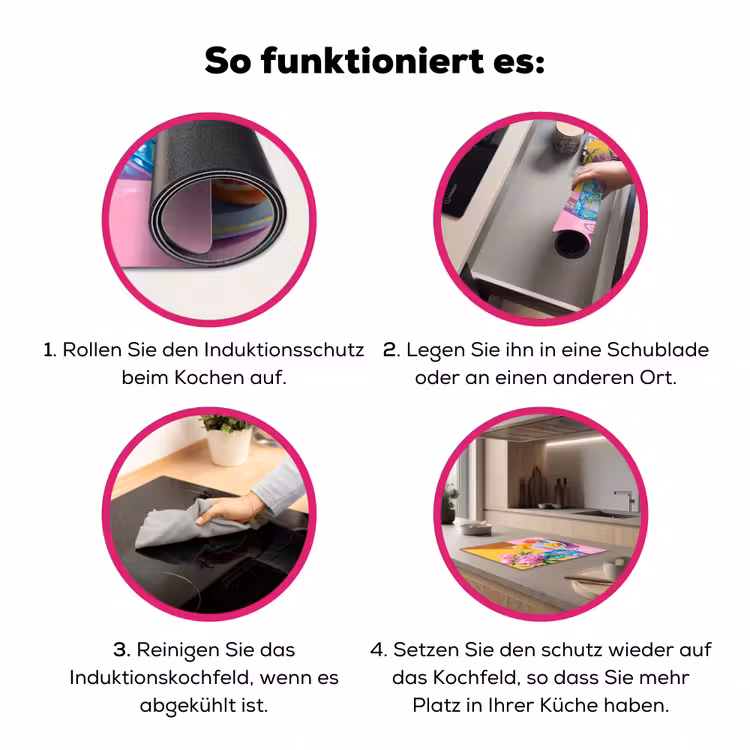 Herdabdeckplatte - Blumen – Rosa – Modern - Bloemen - Roze - Modern Inductie beschermer vinyl 3mm middel