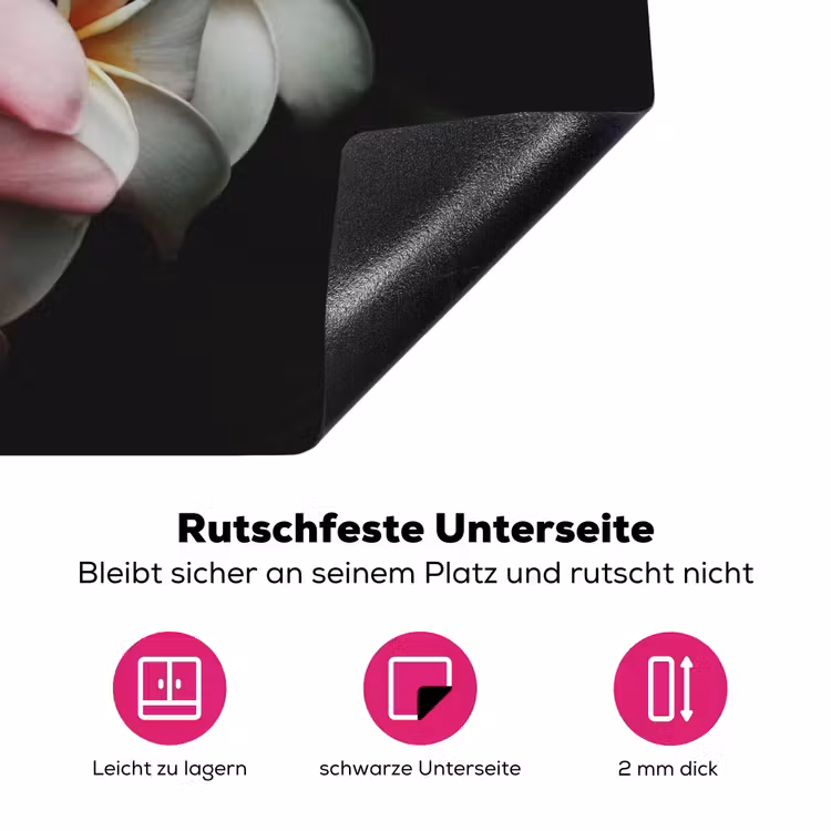 Bloemen - Roze - Zwart - Flora - Botanisch Inductie beschermer vinyl 3mm klein -zzzzzzz-lf-onderkant