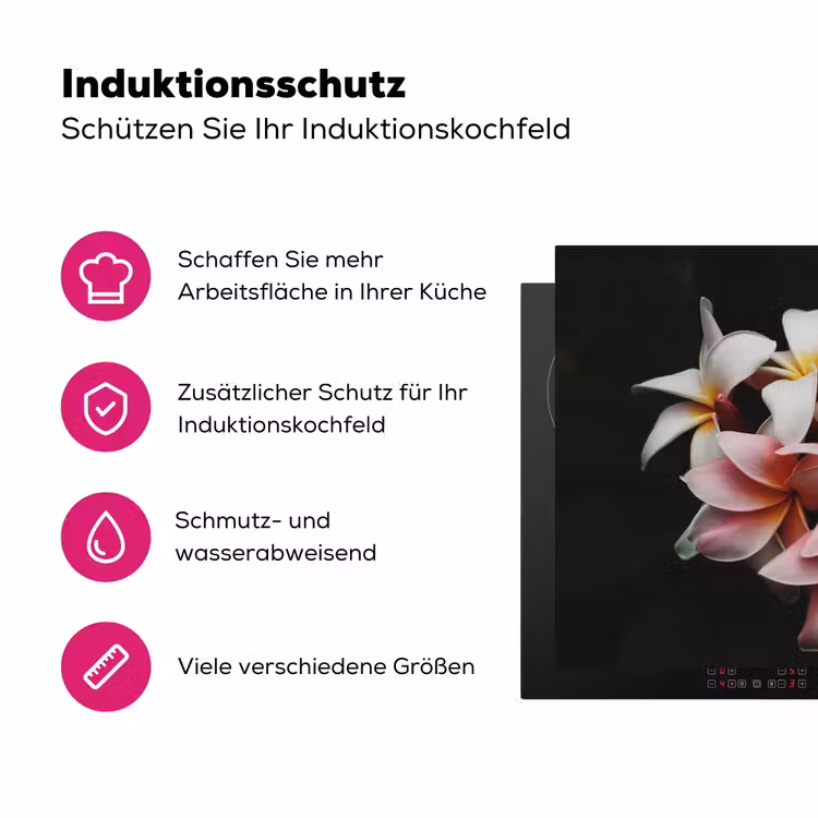 Bloemen - Roze - Zwart - Flora - Botanisch Inductie beschermer vinyl 3mm klein -zzzzzzz-lf-ups