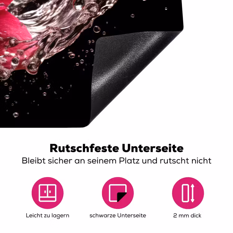 Bloemen - Roze - Water - Zwart - Botanisch - Natuur Inductie beschermer vinyl 3mm klein -zzzzzzz-lf-onderkant