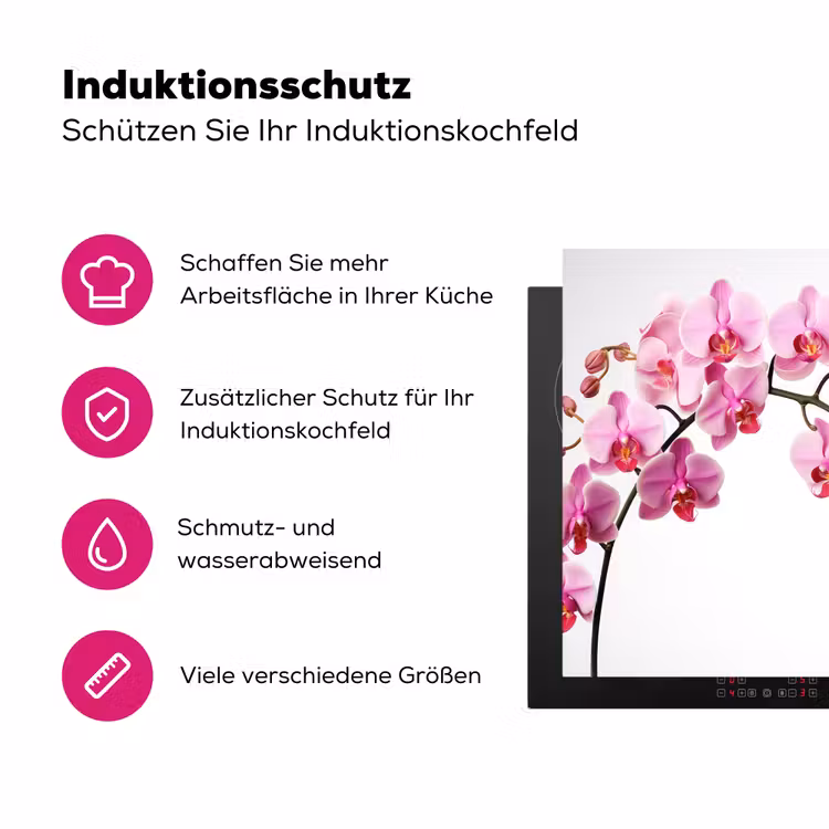 Bloemen - Roze - Tak - Wit Inductie beschermer vinyl 3mm middel -zzzzzzz-lf-ups