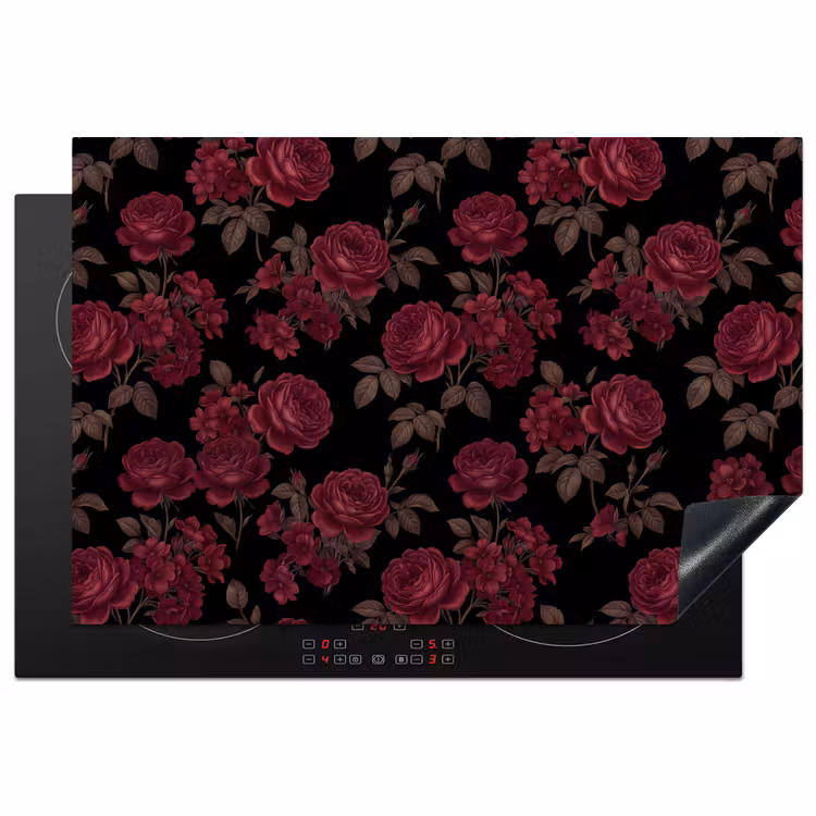 Bloemen - Roos - Patroon - Klassiek - Rood Inductie beschermer vinyl 3mm klein -3d