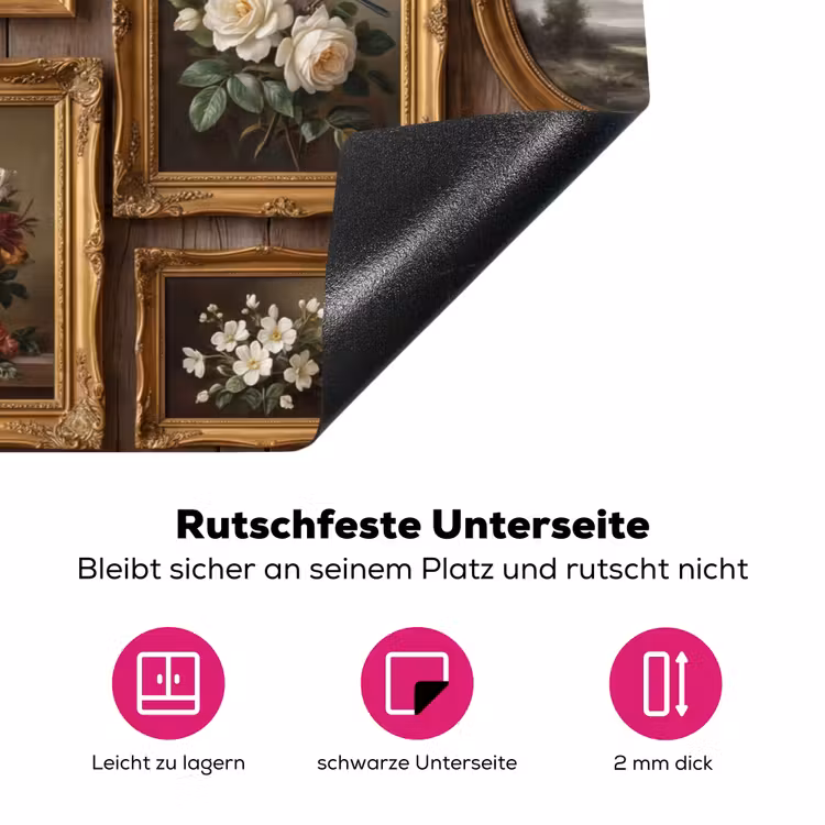 Bloemen - Rozen - Klassiek - Vaas - Kleurrijk Inductie beschermer vinyl 3mm klein -zzzzzzz-lf-onderkant