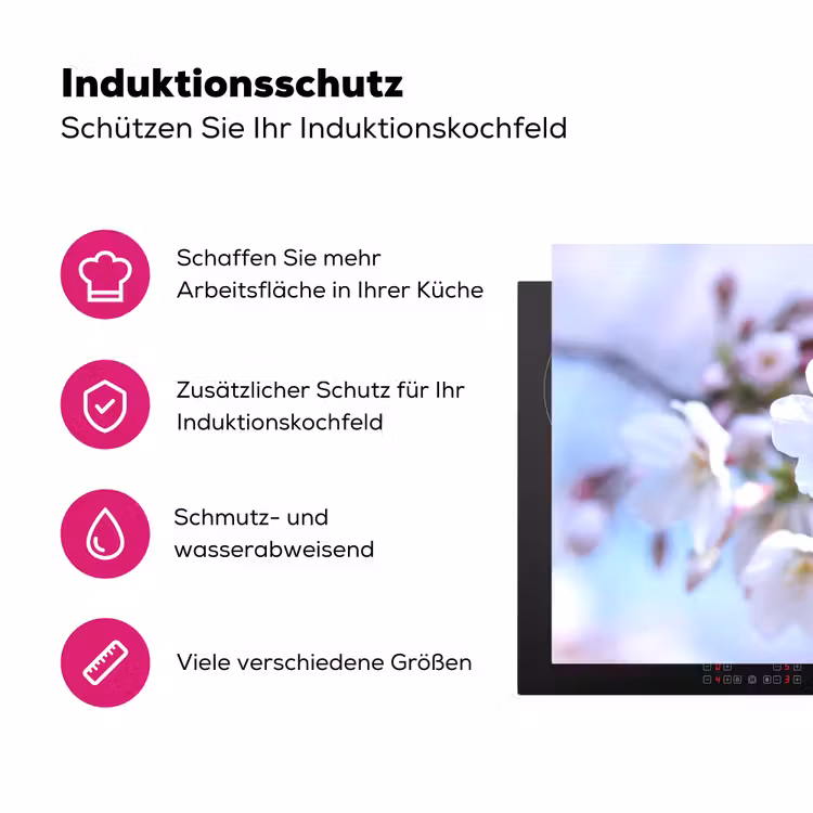 Bloemen - Sakura - Tak - Bloesem takken Inductie beschermer vinyl 3mm klein -zzzzzzz-lf-ups