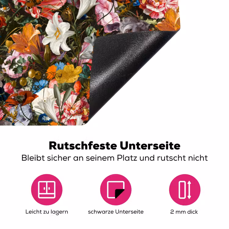 Bloemen - Vlinder - Design - Kunst - Abstract - Schilderij - Oude meesters Inductie beschermer vinyl 3mm klein -zzzzzzz-lf-onderkant