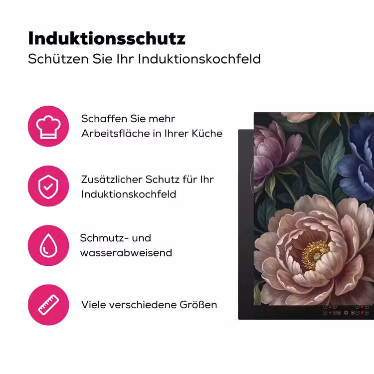 Bloemen - Vlinder - Natuur - Modern - Paars Inductie beschermer vinyl 3mm klein -zzzzzzz-lf-ups