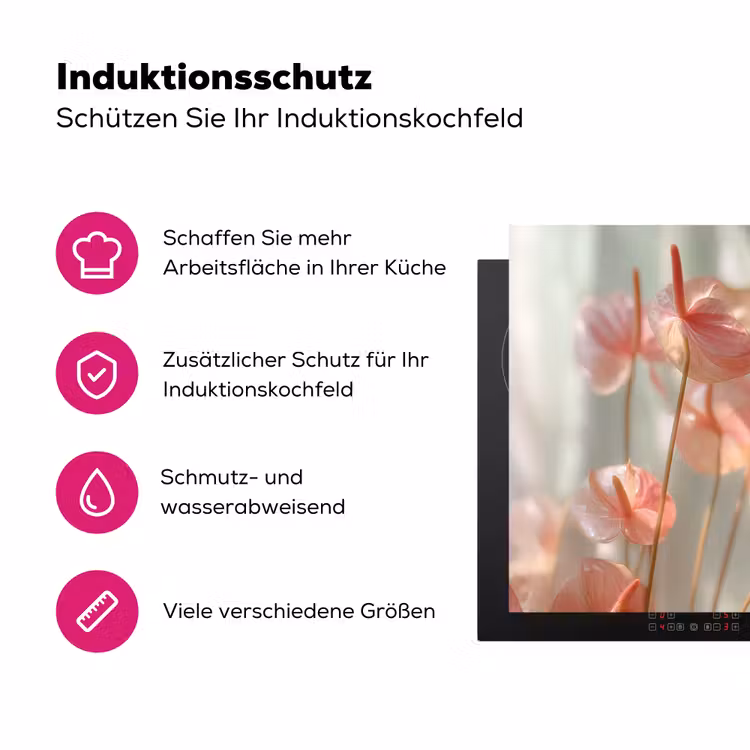 Bloemen - Stelen - Roze - Schaduw Inductie beschermer vinyl 3mm klein -zzzzzzz-lf-ups