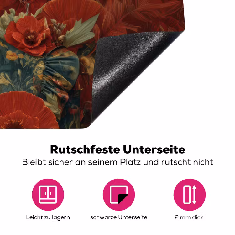 Bloemen - Dieprood - Zonnebril - Vrouw Inductie beschermer vinyl 3mm klein -zzzzzzz-lf-onderkant