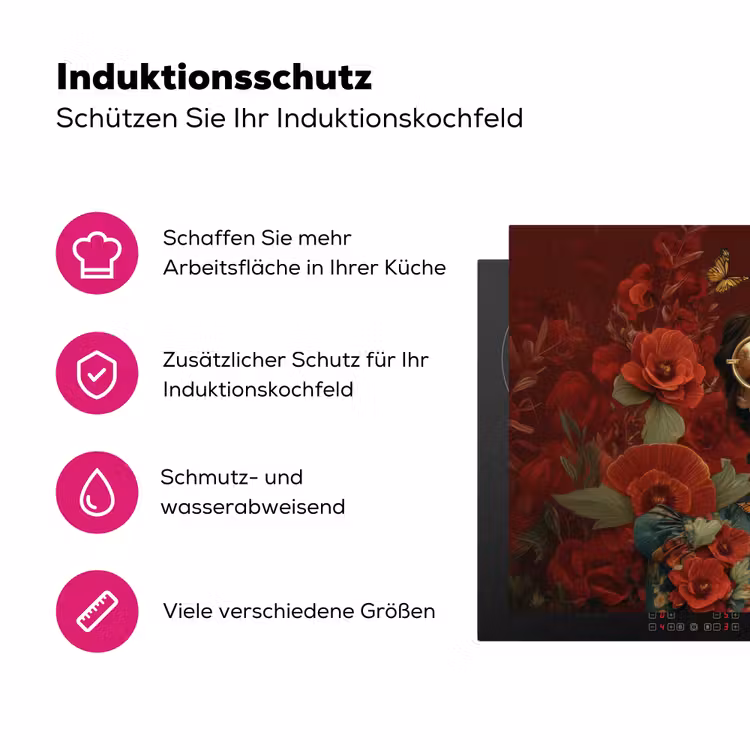 Bloemen - Dieprood - Zonnebril - Vrouw Inductie beschermer vinyl 3mm klein -zzzzzzz-lf-ups