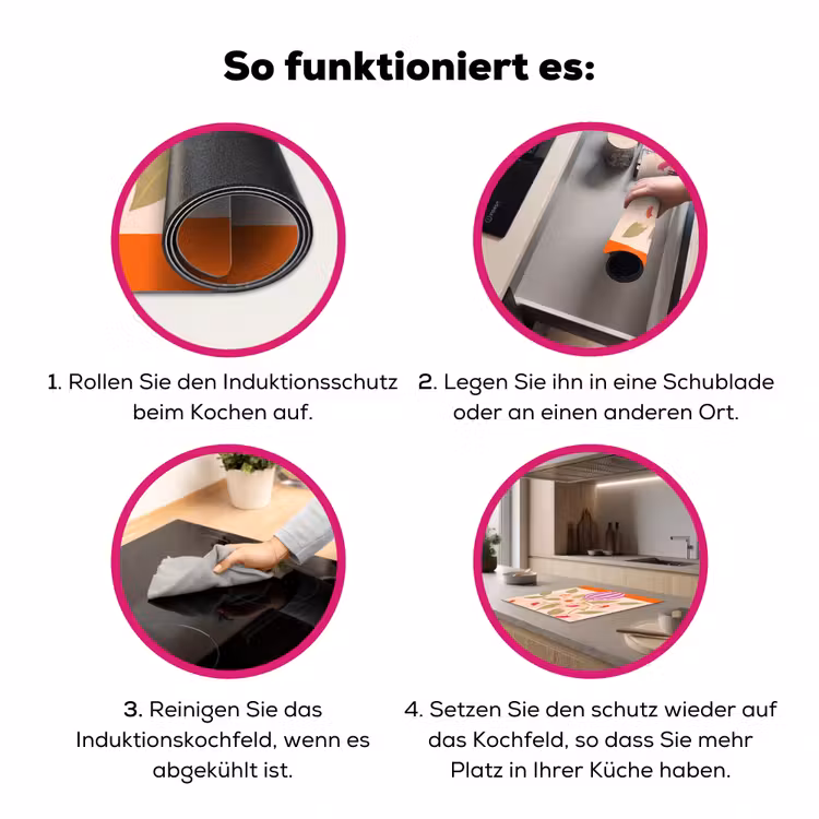 Bloemen - Vaas - Abstract - Paars - Oranje Inductie beschermer vinyl 3mm middel -zzzzzzz-lf-werking