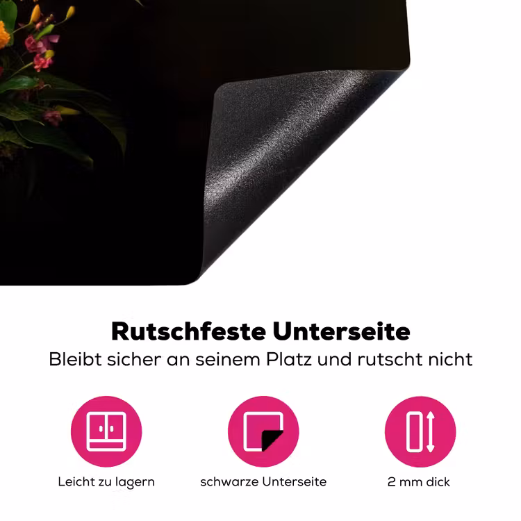 Bloemen - Vaas - Kleurrijk Inductie beschermer vinyl 3mm klein -zzzzzzz-lf-onderkant