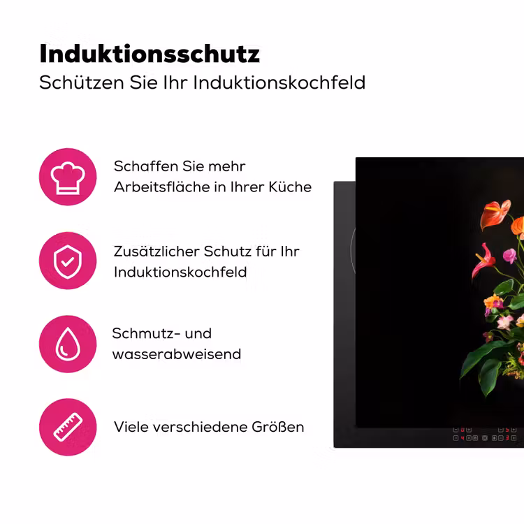 Bloemen - Vaas - Kleurrijk Inductie beschermer vinyl 3mm klein -zzzzzzz-lf-ups