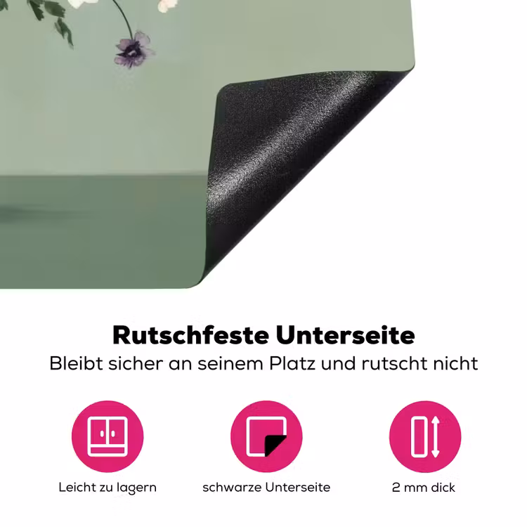 Bloemen - Vaas - Kaartje Inductie beschermer vinyl 3mm klein -zzzzzzz-lf-onderkant