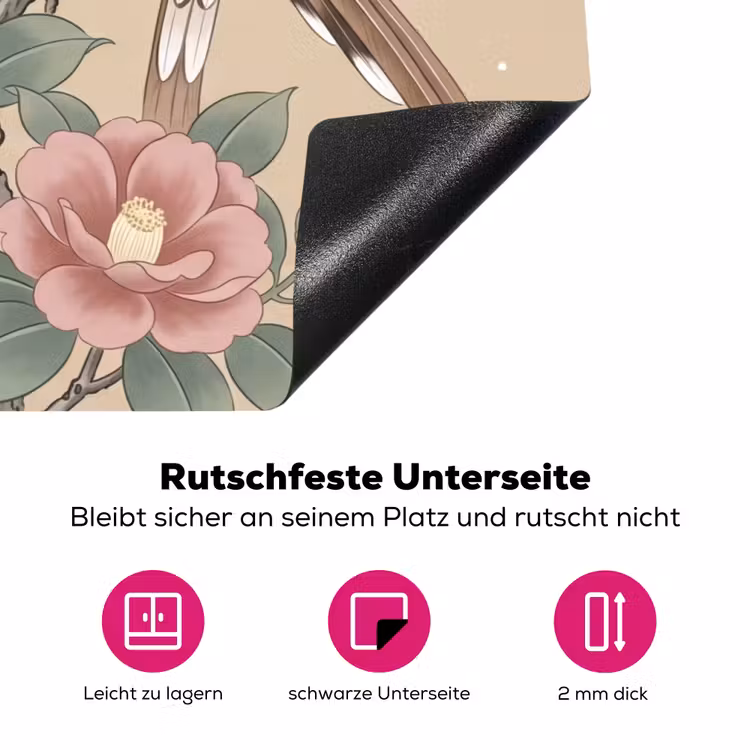 Bloemen - Vogels - Bloemen Inductie beschermer vinyl 3mm klein -zzzzzzz-lf-onderkant