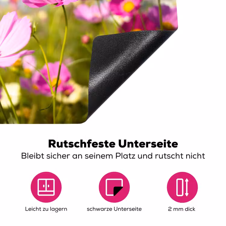 Bloemen - Wei - Paars - Gras - Wit - Wolken - Blauw Inductie beschermer vinyl 3mm klein -zzzzzzz-lf-onderkant