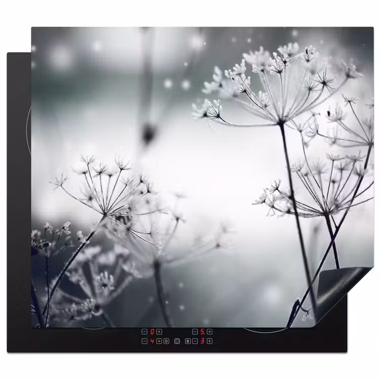 Bloemen - Winter - Sneeuw - Natuur Inductie beschermer vinyl 3mm middel -3d