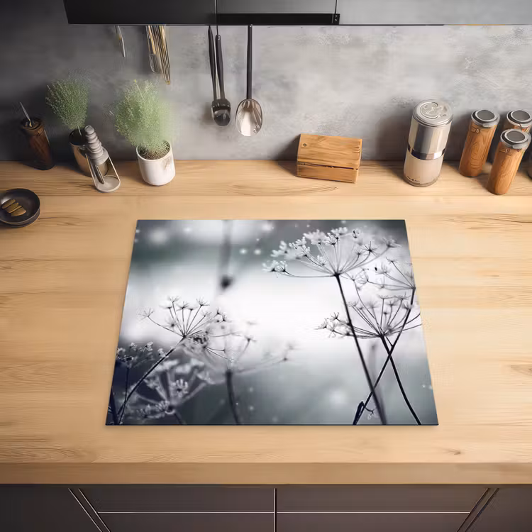 Bloemen - Winter - Sneeuw - Natuur Inductie beschermer vinyl 3mm middel -sfeer5