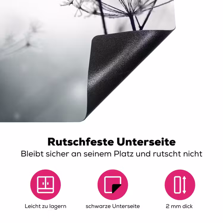 Bloemen - Winter - Sneeuw - Natuur Inductie beschermer vinyl 3mm middel -zzzzzzz-lf-onderkant