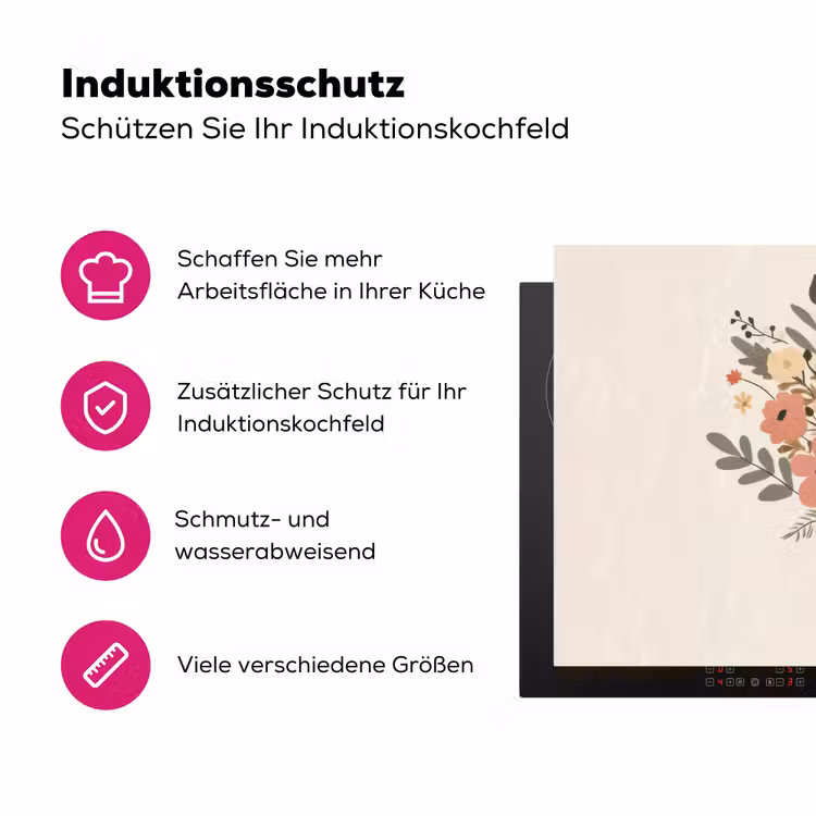 Bloemen - Quote - Beige - Lint Inductie beschermer vinyl 3mm klein -zzzzzzz-lf-ups