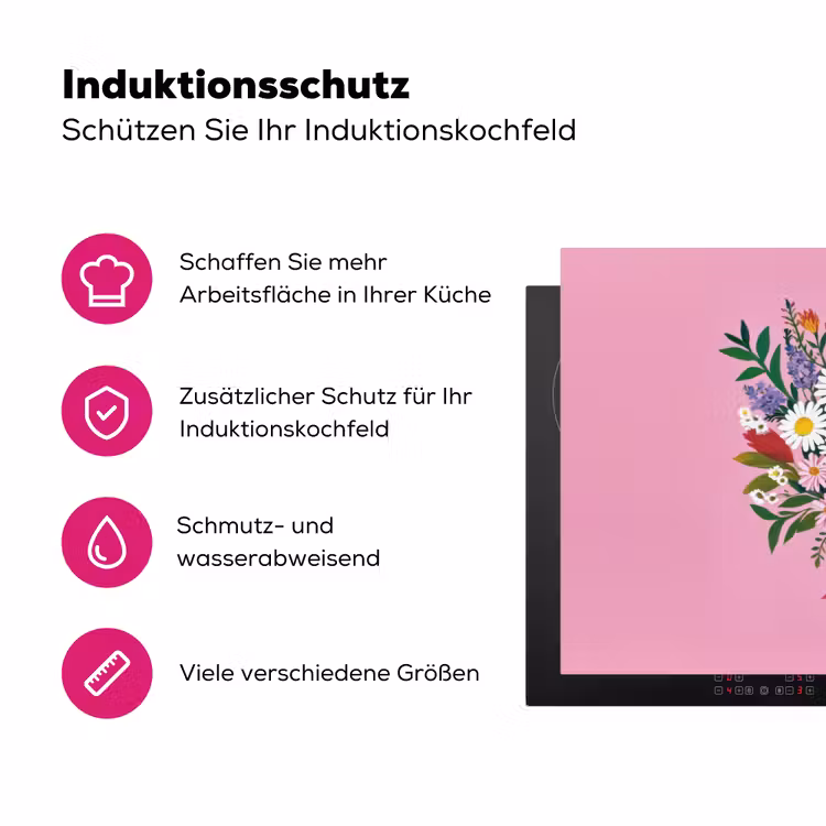 Bloemen - Quote - Kaartje - Kleurrijk Inductie beschermer vinyl 3mm klein -zzzzzzz-lf-ups