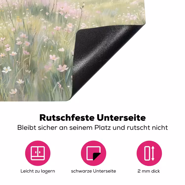 Bloemen veld - Bloemen - Groen Inductie beschermer vinyl 3mm klein -zzzzzzz-lf-onderkant