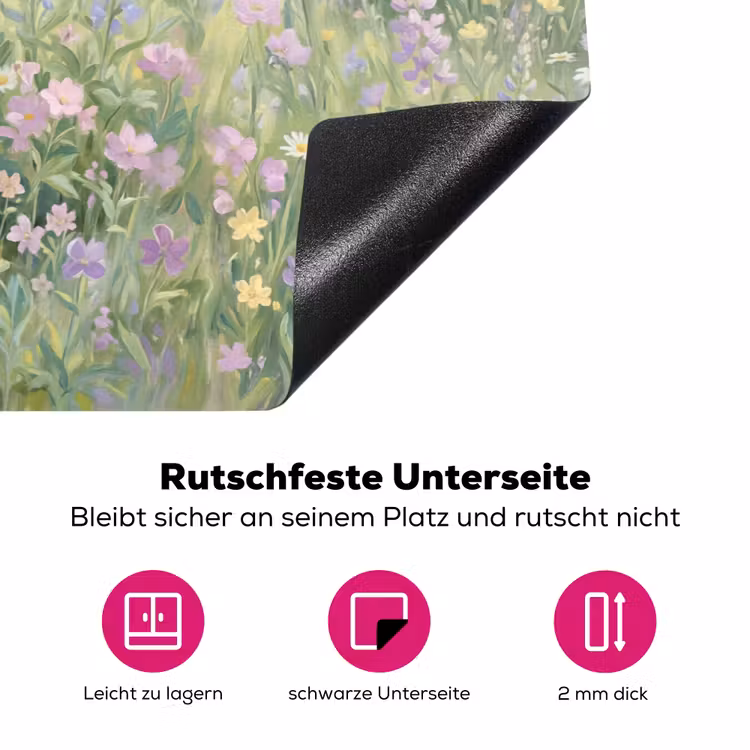 Bloemenveld - Heuvels - Kleurrijk Inductie beschermer vinyl 3mm klein -zzzzzzz-lf-onderkant