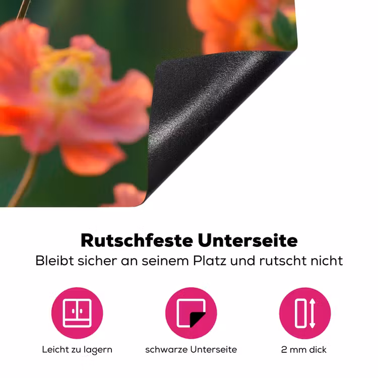 Bloemenveld - Zonnestralen - Oranje Inductie beschermer vinyl 3mm klein -zzzzzzz-lf-onderkant