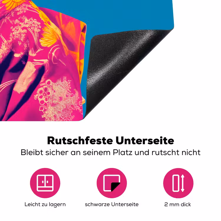 Bloemenkrans - Hagedis - Kimono - Paars Inductie beschermer vinyl 3mm klein -zzzzzzz-lf-onderkant