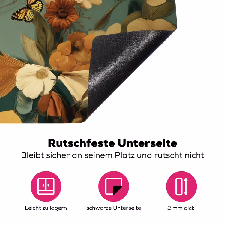 Bloemenkrans - Vrouwengezicht - Zonnebril - Oranje Inductie beschermer vinyl 3mm klein -zzzzzzz-lf-onderkant