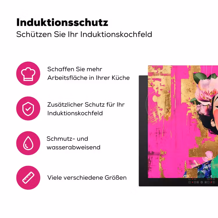 Bloemenkroon - Goud - Vrouw - Portret Inductie beschermer vinyl 3mm klein -zzzzzzz-lf-ups