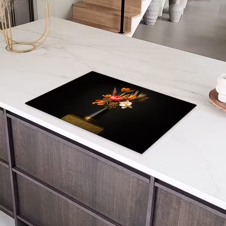 Boeket - Oranje - Gouden - vaas Inductie beschermer vinyl 3mm klein -sfeer8