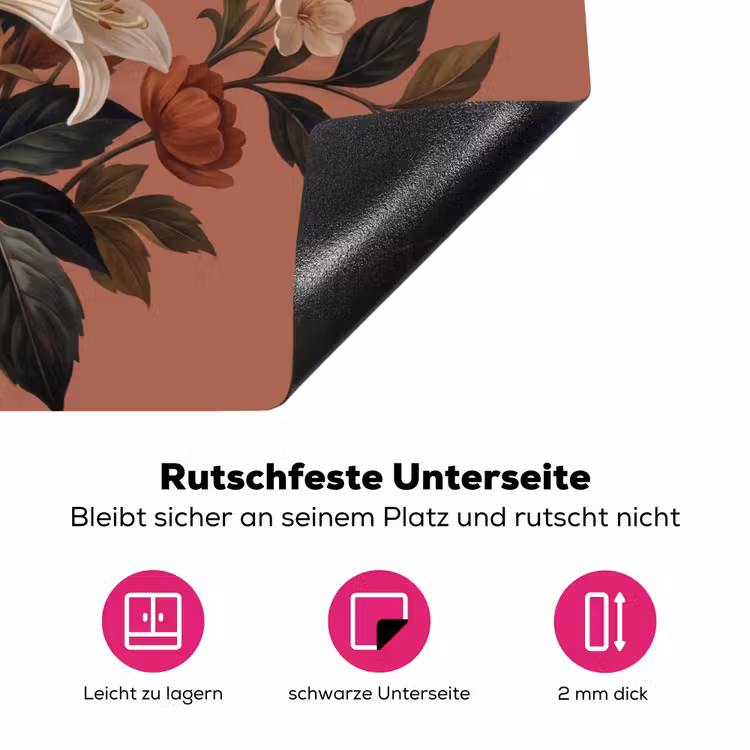 Boeket - Retro - Kleurrijk Inductie beschermer vinyl 3mm klein -zzzzzzz-lf-onderkant