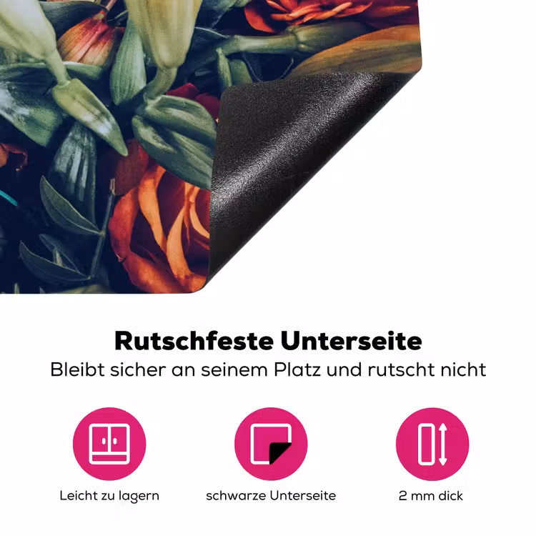 Boeket - Stilleven - Bloemen - Planten - Rood Inductie beschermer vinyl 3mm klein -zzzzzzz-lf-onderkant