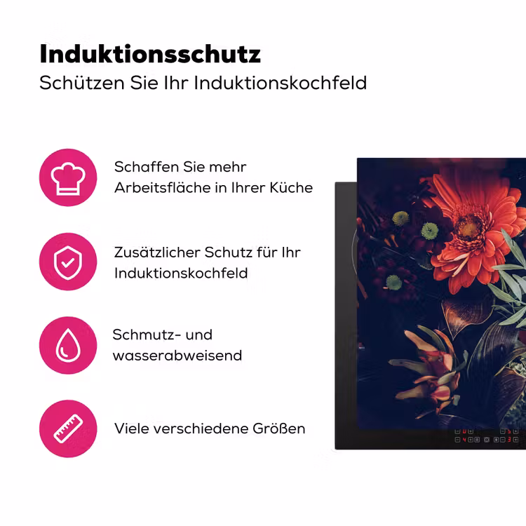 Boeket - Stilleven - Bloemen - Planten - Rood Inductie beschermer vinyl 3mm klein -zzzzzzz-lf-ups